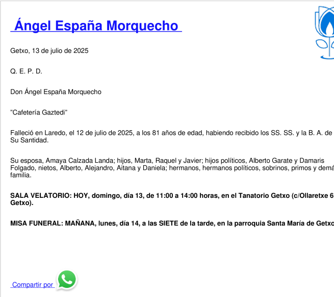 Esquela de ángel España Morquecho